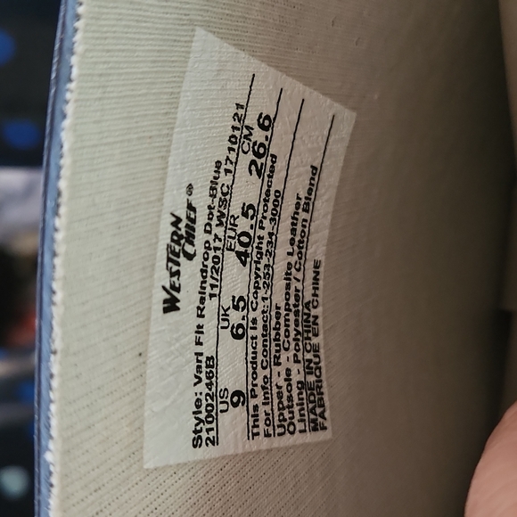 Western Chief Adult Winter Rain Boots Blue Vari Fit Raindrops Dot  9M New - Picture 7 of 9